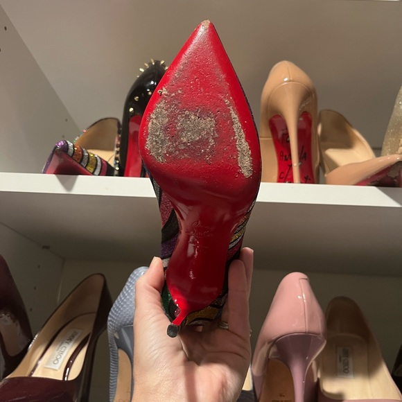 Worn Twice Christian Louboutin Pigalle Follies 100 Rainbow Glitter 36 - Picture 3 of 6